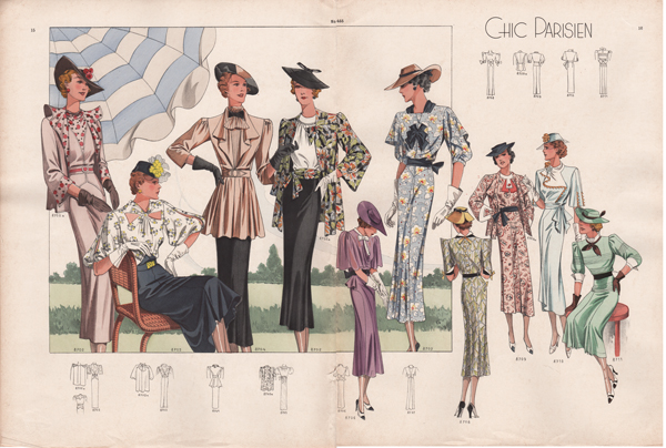 Chic Paris fashion prints from 1936